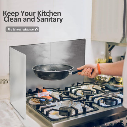 3 Sided Splatter Guard, Anti Splatter Shield Stainless Steel Oil Splatter Guard for Stove Top, Foldable Grease Splatter Screen