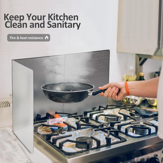 3 Sided Splatter Guard, Anti Splatter Shield Stainless Steel Oil Splatter Guard for Stove Top, Foldable Grease Splatter Screen