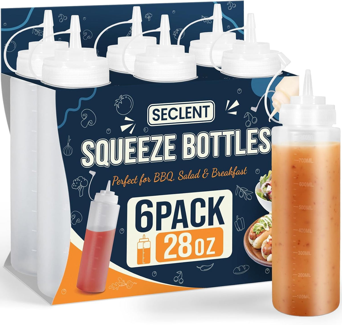 8oz Squeeze Bottles, Sauce Bottles, Squirt Bottle, Salad Dressing Bottle