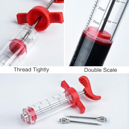 Meat Injector Syringe, 1-oz Plastic Marinade Turkey Injector Kit