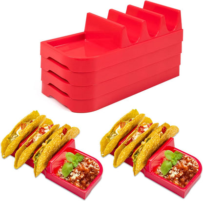 Taco Holder Stand, Taco Bar Serving Set for a Party 4 Taco Holders Nachos Tortilla Taco Serving Platter Stackable Tuesday Kit, Taco Night