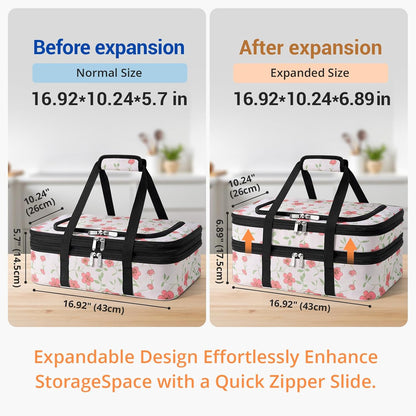 Double Insulated Casserole Carrier - Portable Casserole Carriers for Hot or Cold Food Lunch Tote Warmer or Cooler Bag for Potluck Parties Picnic Cookouts, Fits 9" x 13" Baking Dish - Grey
