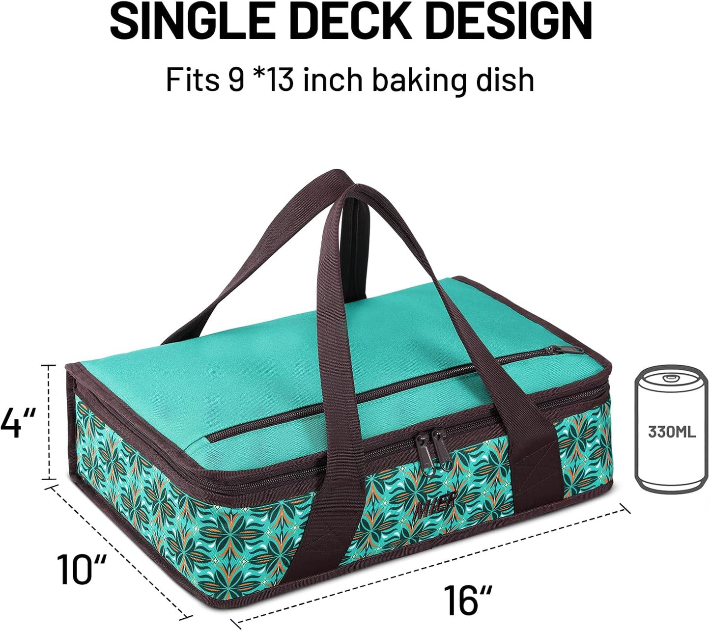 MIER Insulated Casserole Carrier for Hot or Cold Food Thermal Food Carrier Bag for Lasagna Potluck Parties Picnic Cookouts, Fits 9"x13" Baking Dish/Foil Pan, Red