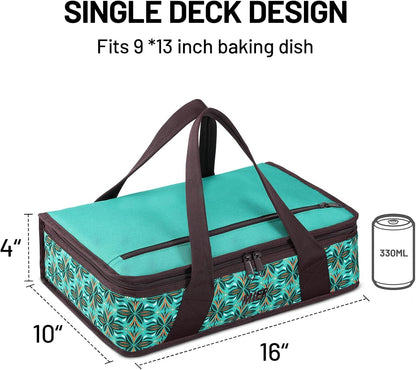 MIER Insulated Casserole Carrier for Hot or Cold Food Thermal Food Carrier Bag for Lasagna Potluck Parties Picnic Cookouts, Fits 9"x13" Baking Dish/Foil Pan, Red