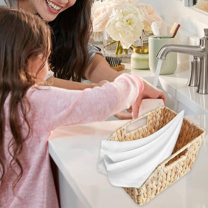 2Pcs Woven Basket, Water Hyacinth Wicker Storage Basket with Build-in Handle Rustic Pantry Baskets Organizer for Kitchen Shelves Organizing..