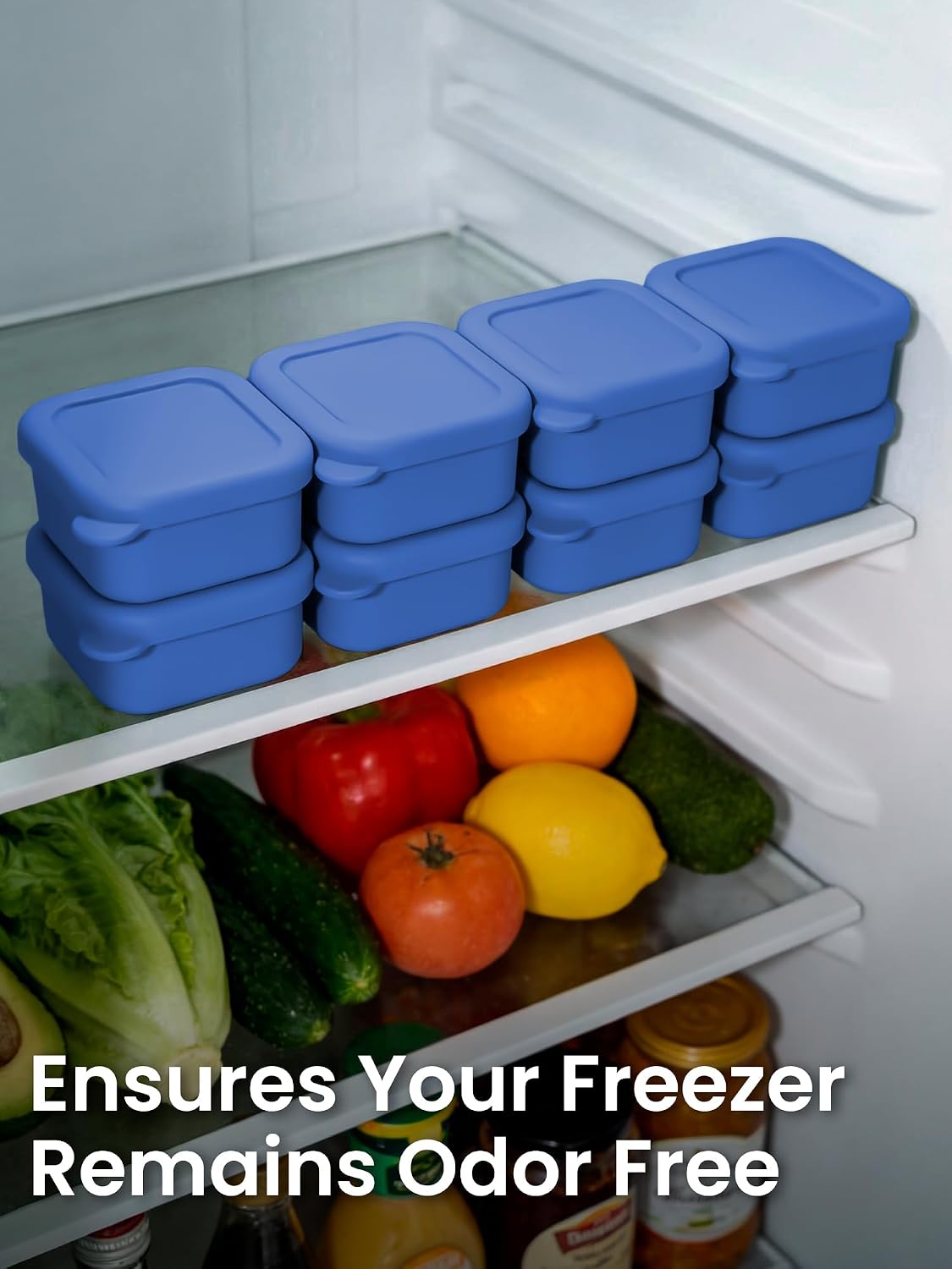 8 PCS 2 Cup Silicone Freezer Molds With Lid, Reusable Silicone Soup Freezer Tray for Meal Prep, Food Storage Containers for Freezing Sauces, Stews, Ice Cream (Blue)