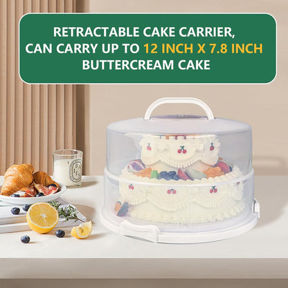 12 Inch Cake carrier Container with Lid and Handles Includes Insulated Bag for Safe Transportation of Buttercream Doesn't Melt Easy for Cakes, Pies and Cupcakes (Grey)