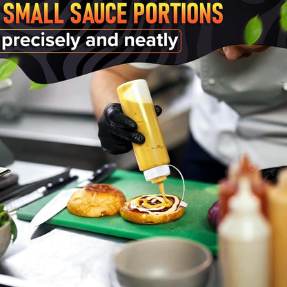 BURIUS Inverted Condiment Squeeze Bottles 16 oz for Sauces, Honey