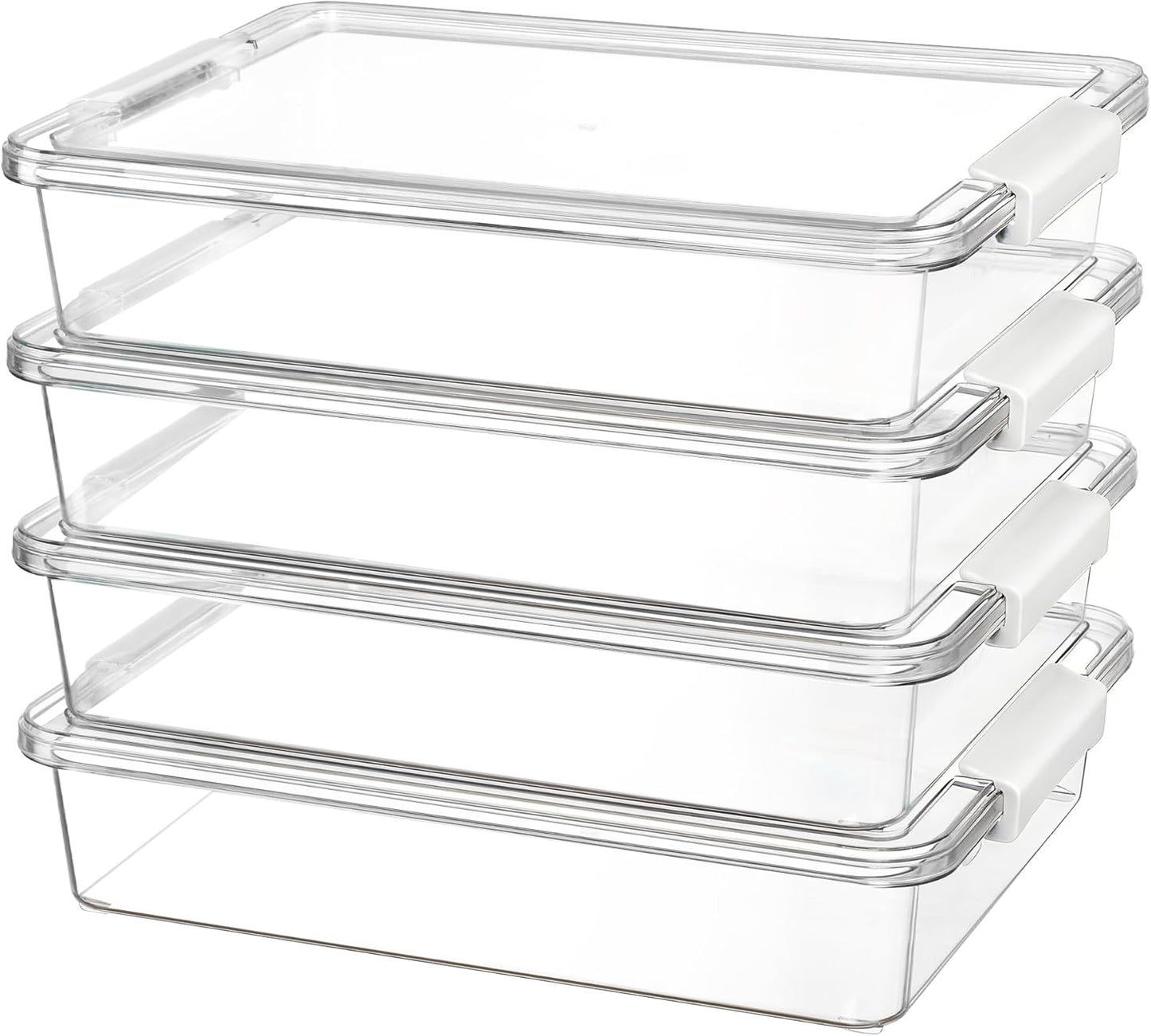 Vtopmart 8 Pack Clear Pencil Box with Removable Divider, BPA-Free Plastic Storage Containers for Pens, Pencils, Crayons, Markers, Craft Supplies and Small Items
