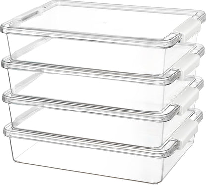 Vtopmart 8 Pack Clear Pencil Box with Removable Divider, BPA-Free Plastic Storage Containers for Pens, Pencils, Crayons, Markers, Craft Supplies and Small Items