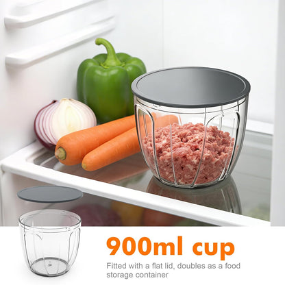 Ibergrif Manual Food Processor Vegetable Chopper, Portable Onion Chopper Garlic Mincer with Hand Pull String Cutter for for Veggies, Ginger, Fruits, Nuts, Herbs, 500ml, for Kitchen, Camping, RV, M501