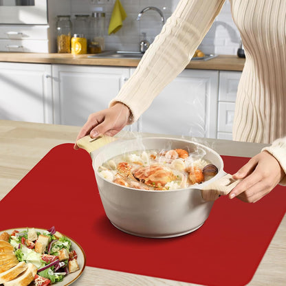 Silicone Mat for Kitchen Counter, Silicone Mat Trimable to Size (Black, 15.7×11.8inch-2pcs), BPA-Free Silicone Placemat, Heat-Resistant NonSlip Table Mat for Air Fryer, Countertop Protector Mat
