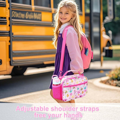 RHCPFOVR Kids Initial Lunch Bag - Insulated Lunch Box for Boys Girls,Washable Lunch Bag and Reusable Toddler Leak-proof Lunchbox for School and Daycare - Colors B