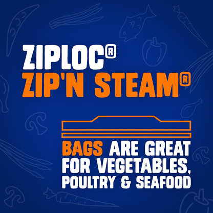 Ziploc Zip 'n Steam Food Storage Cartons for Meal Prep, Healthy Meals in Minutes, Microwave Safe, 10 Count