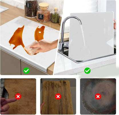 3-Piece Acrylic Cutting Board Set with Counter Lip, 3 Sizes (17.5x13.5/16x12/11.5x7.5Inch) for Kitchen Countertops, Non-Slip Durable Black Countertop Protector, Ideal for Home Decor Housewarming Gifts