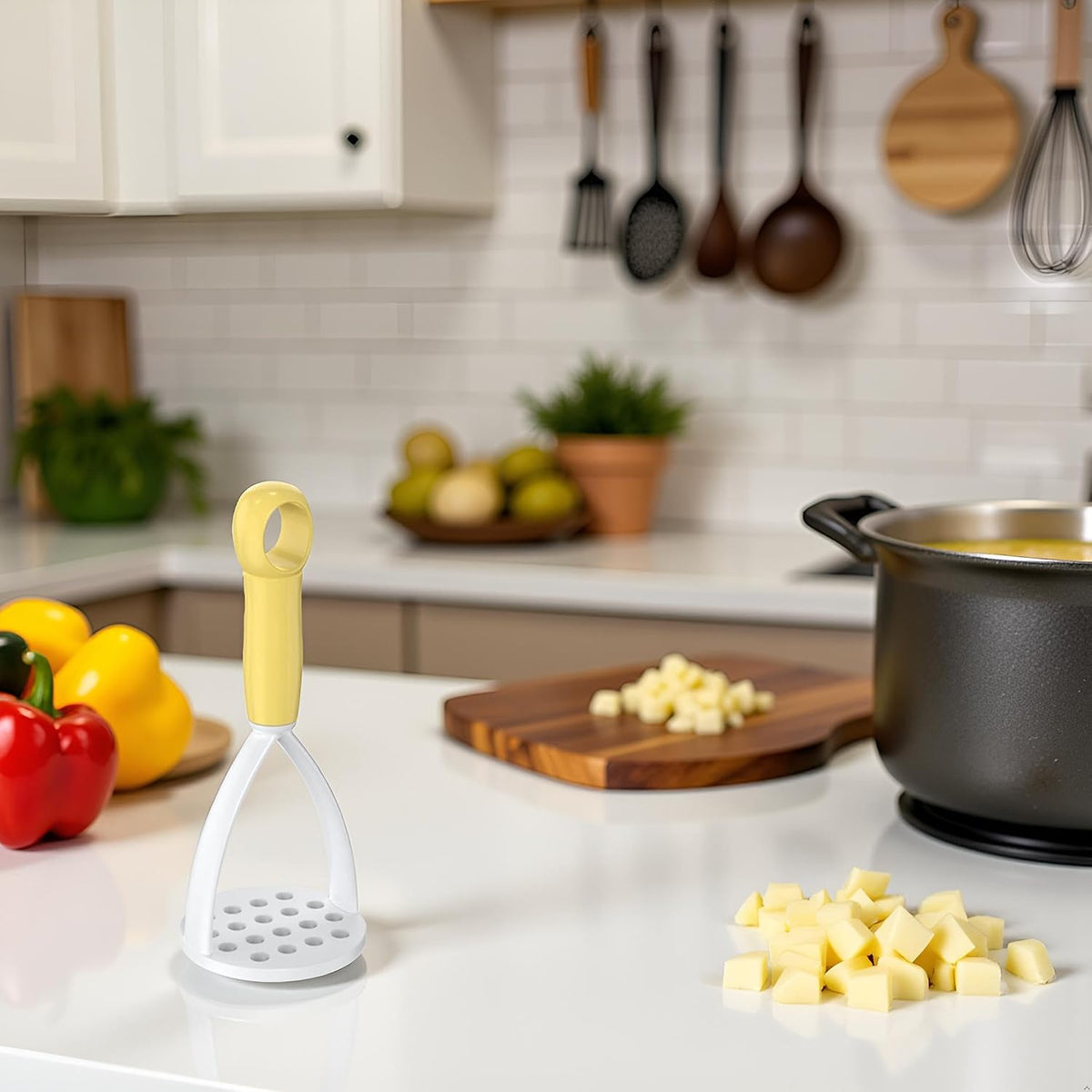 1Pc Random Color Manual Silicone Potato Masher, Cooking Utensils Masher, Mini Potato Masher for Non-Stick Cookware, Potato Mashers
