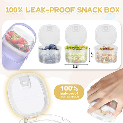 2 - in - 1 Soup Thermo for Hot Food 14oz with Snack Box Container Leak Proof Insulated Lunch Container Kids and Adults Stainless Steel Double Wall Vacuum Wide-mouth Thermal with Spoon and Handle