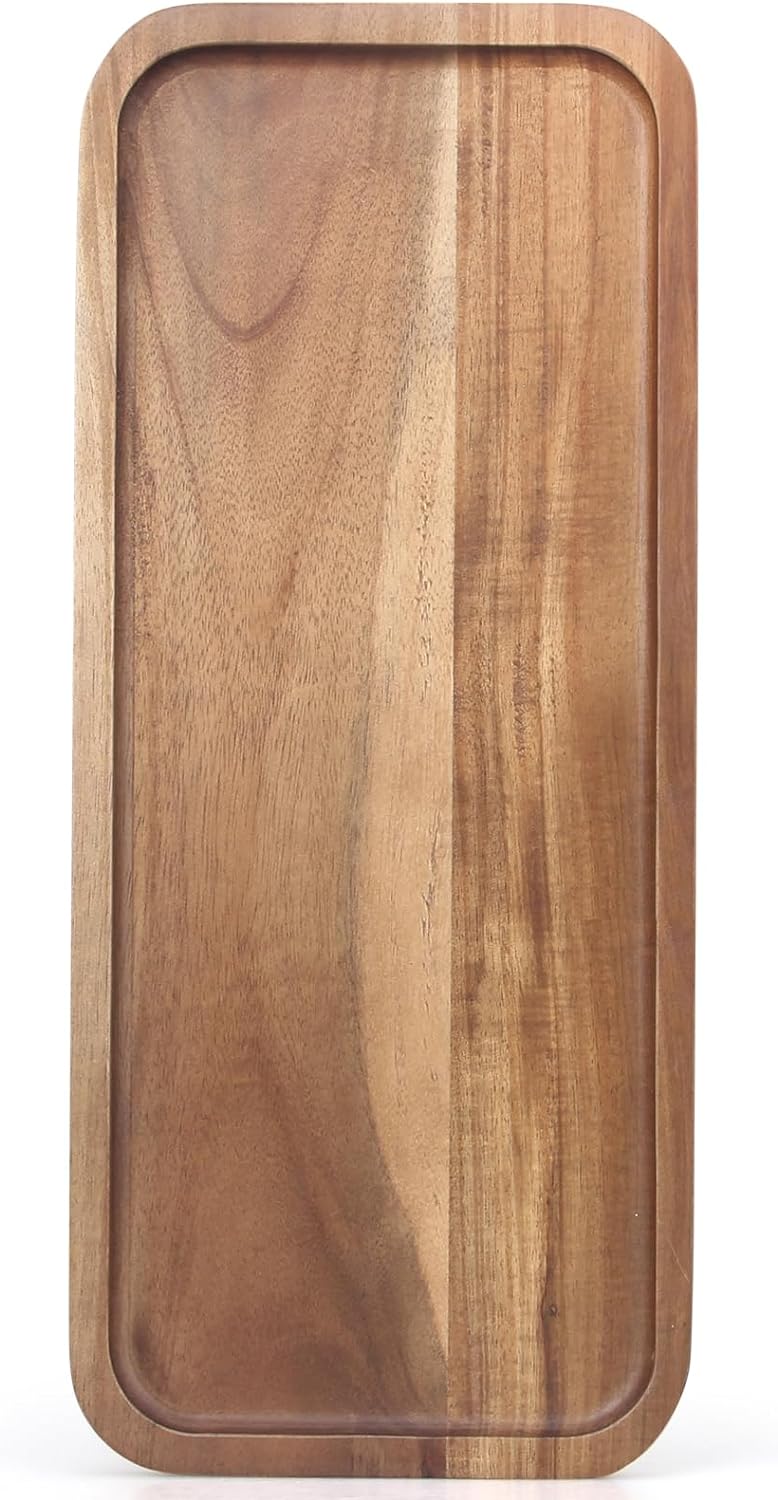 Large Wooden Serving Trays Long Party Charcuterie Boards Acacia Wood Platters Serving Cheese Board Rectangular Appetizer Snack Plates Rectangle Kitchen Dinner Platter for Food Dish Cake Dessert Tray