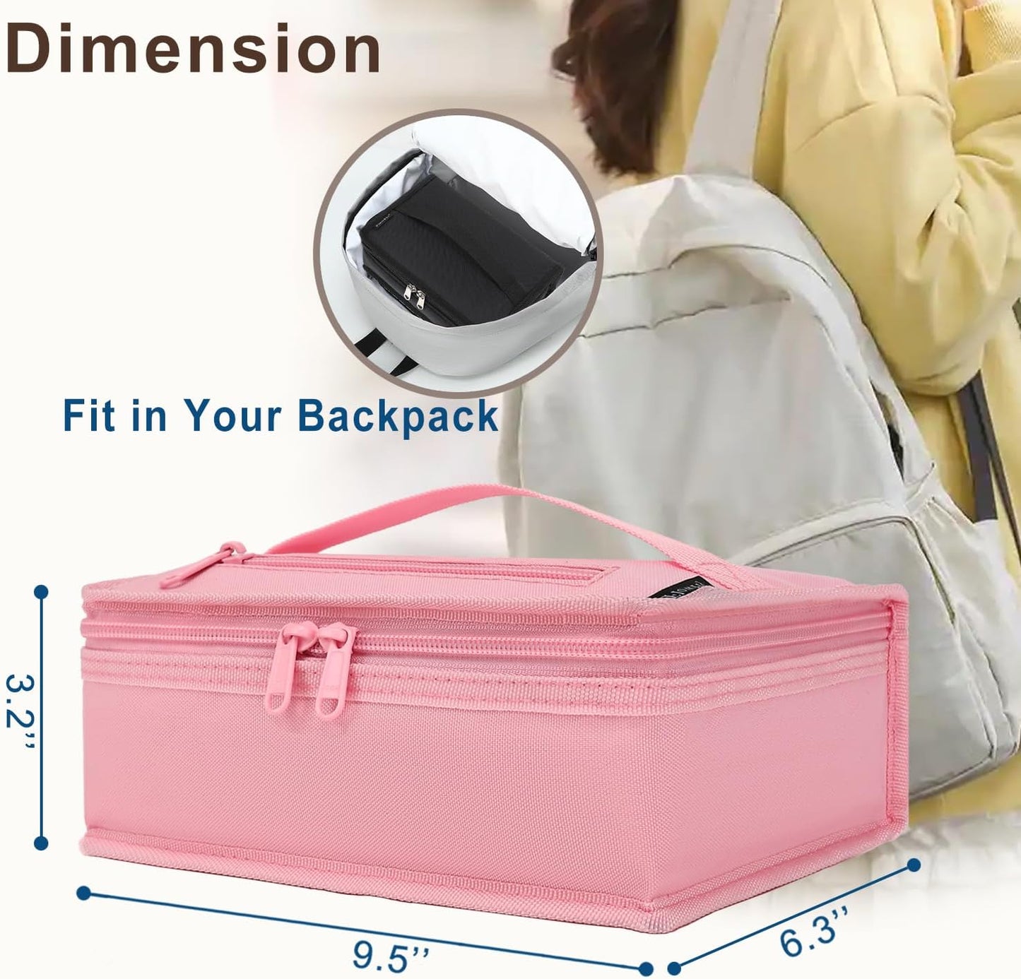 FlowFly Small Insulated Lunch box Portable Soft Bag Mini Cooler Thermal Meal Tote Kit with Handle for Work & School, Black