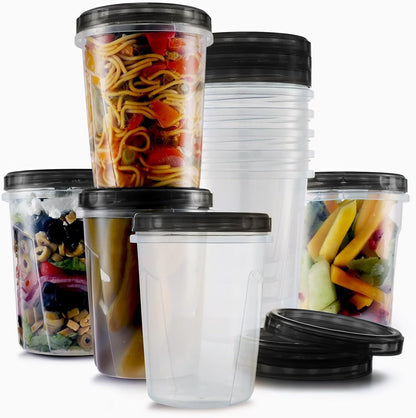 Tafura 10 Pack Leakproof Freezer Containers for Food with Twist Top Lids - 32 Oz BPA Free Reusable Plastic Soup Containers with Screw On Lids - Ideal for Meal Prep, Leftovers & Pantry Organization