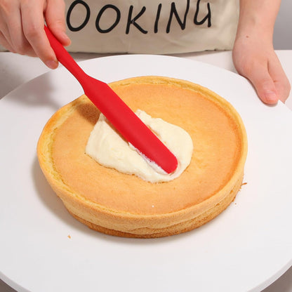 【6 Pack】Silicone Jar Spatula,Cake Cream Butter Spatulas,Icing Spatula,Sourdough Spatula with Long Handle, Jar Scraper Spatula (Black,Red,Orange,Blue,Green,Purple)