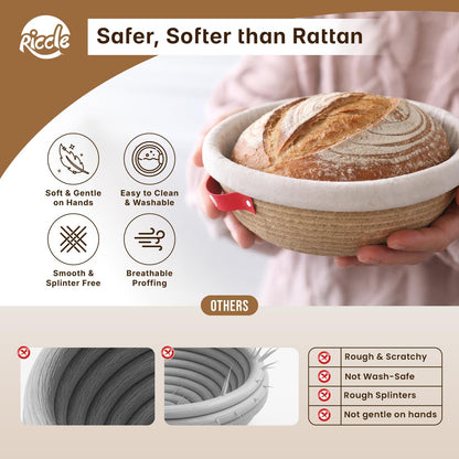 RICCLE Banneton Bread Proofing Basket, 2 Round Sourdough Banneton Baskets