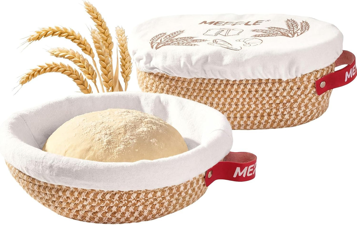 10"Round and 11"Oval Banneton Proofing Baskets with Liners & Covers 2 Pack
