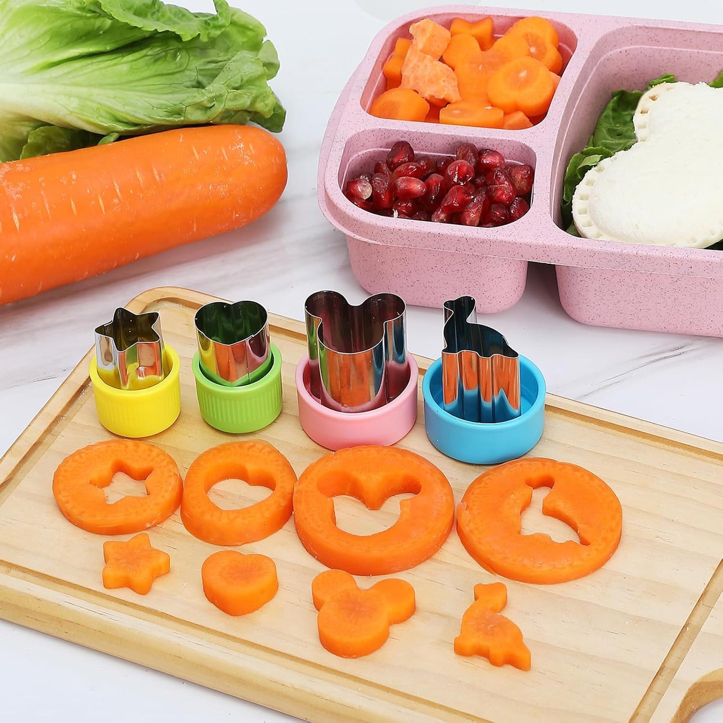 8 Pieces Sandwich Cutters and Sealer, Decruster Sandwich crimpers for Making Sandwiches, Hamburgers, Pies, with Vegetable Fruit Cutters for Kids Lunch Box and Bento Box