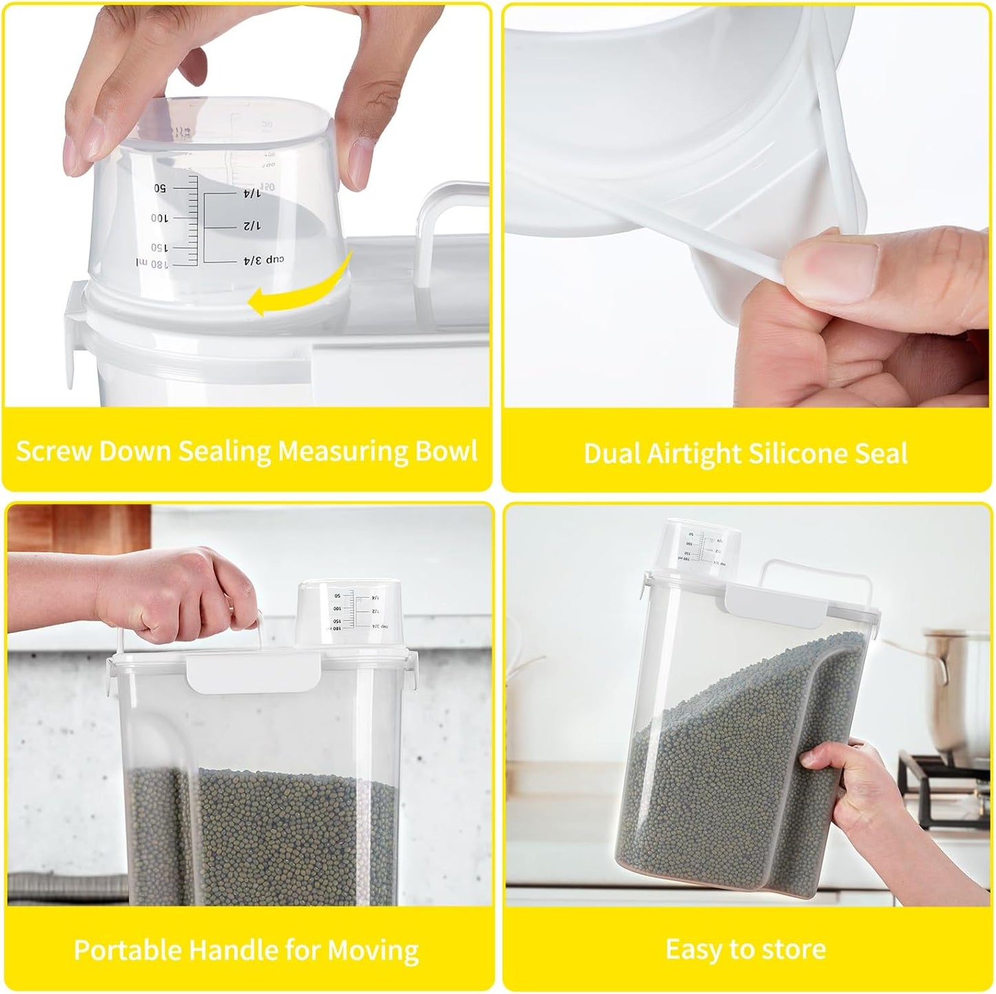 FrutPunch Rice Container,Rice Storage Container,3-5 Lbs Tcereal Storage Container,Suitable for Home Kitchen Rice, Soybean Food Storage,Pet Food Storage Containers (2.3, Liters)