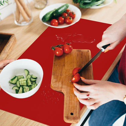 Silicone Mat for Kitchen Counter, Silicone Mat Trimable to Size (Black, 15.7×11.8inch-2pcs), BPA-Free Silicone Placemat, Heat-Resistant NonSlip Table Mat for Air Fryer, Countertop Protector Mat