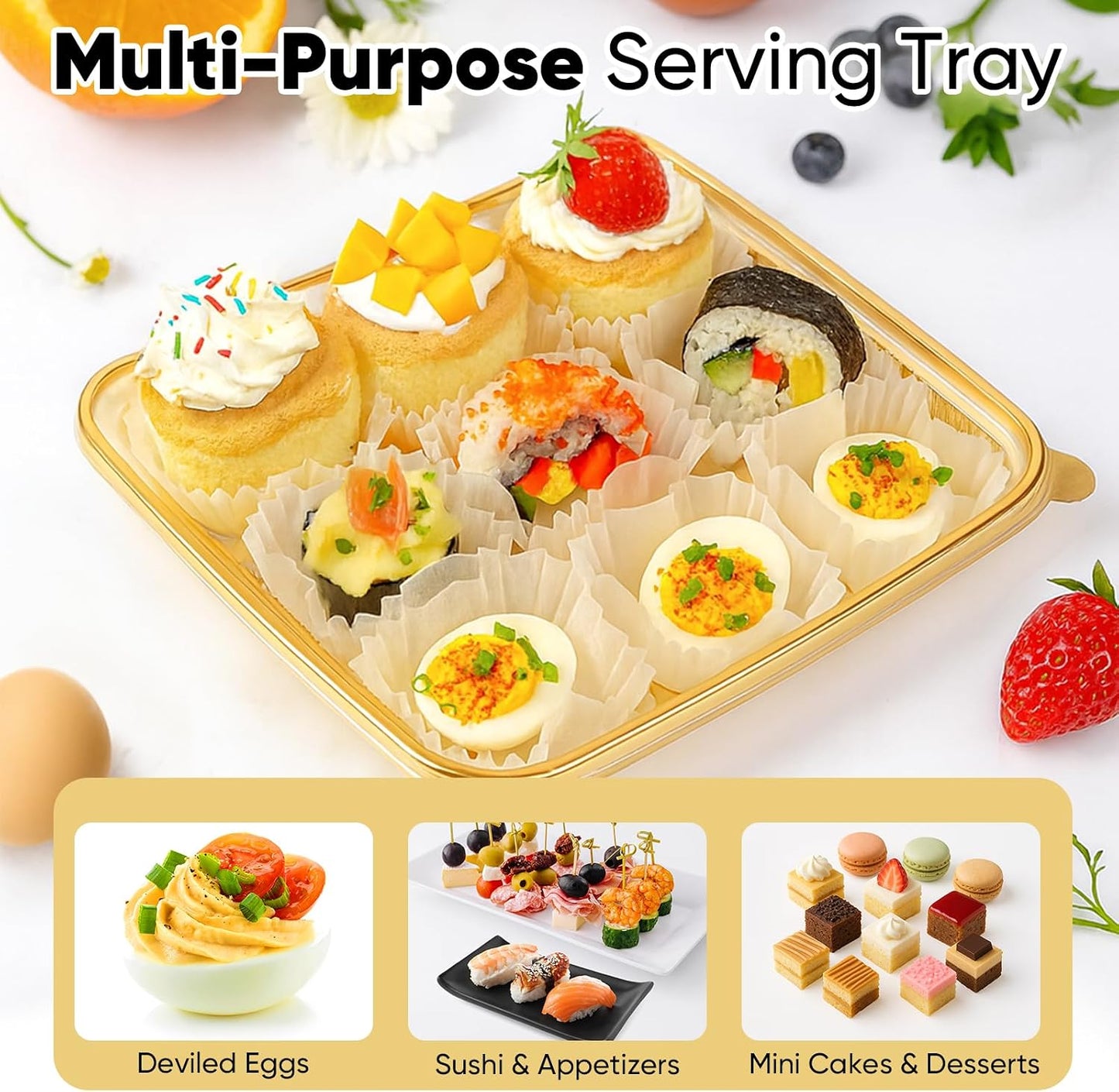77L 2-Pack Deviled Egg Container with Lid – 34-Egg Platter with Handle, Stackable & Portable Carrier for Parties, Holidays, Camping, and Fridge Storage