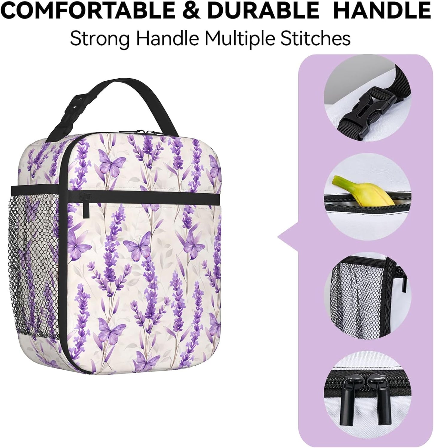Reusable Sea Otter and Water Lily Lunch Box for Kids Girls Boys Women Adult, Insulated Cute Lunch Bag,Polyester Cooler Handbags Case for School Picnic Work Travel Outdoor Beach or Hiking