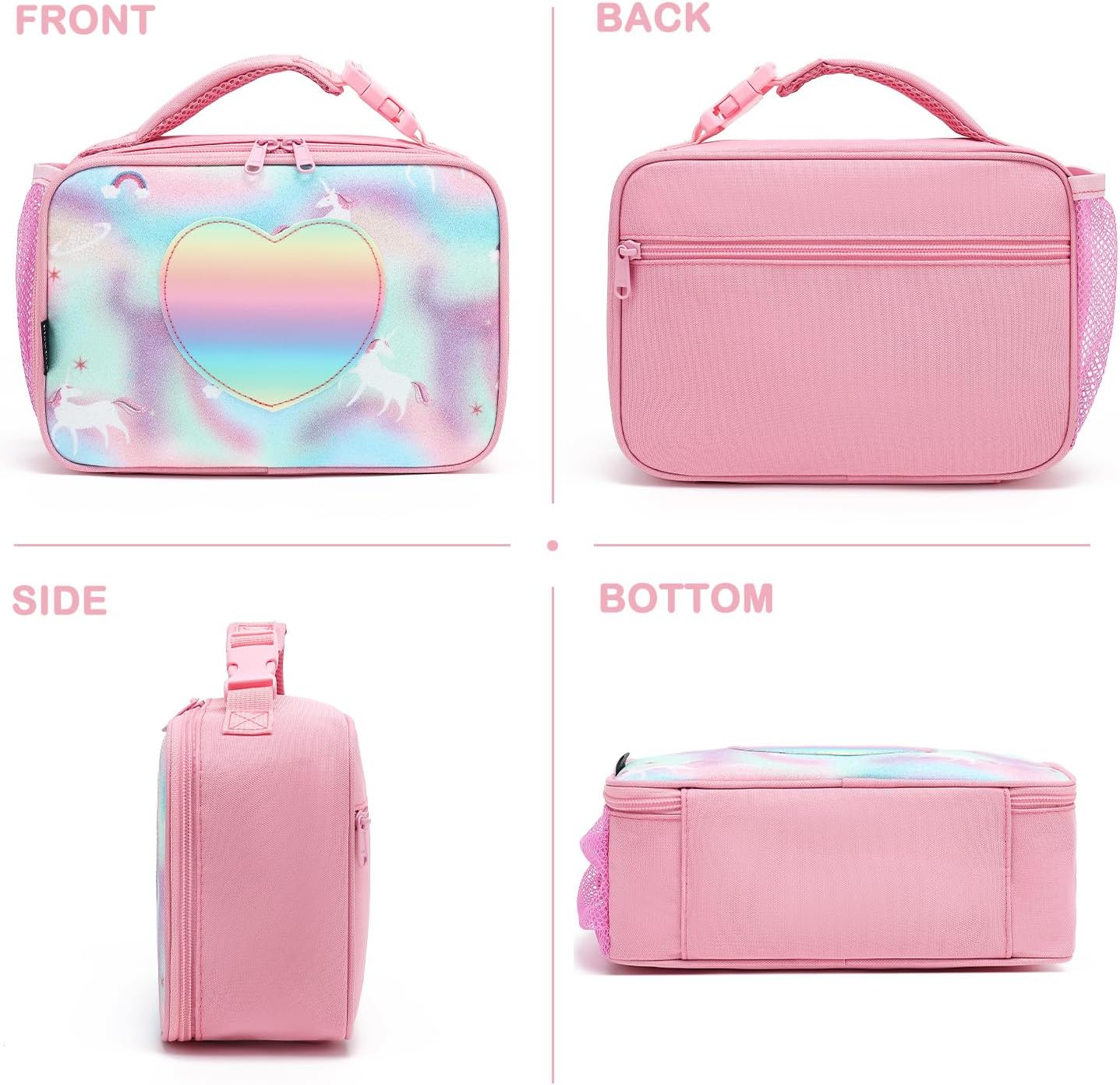 FlowFly Kids Lunch box Insulated Soft Bag Mini Cooler Back to School Thermal Meal Tote Kit for Girls, Boys, Black