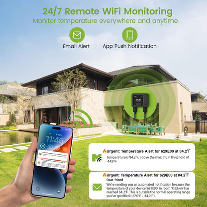 MOCREO WiFi Freezer Alarm Refrigerator Thermometer, App & Email Alerts