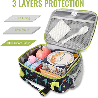 Genteen Lunch Box Kids, Insulated Lunch Bag Kids Boys Girls Back to School, Soft Lunch Box for Men Reusable Lunchbox for Office,Outdoor,School (Black)