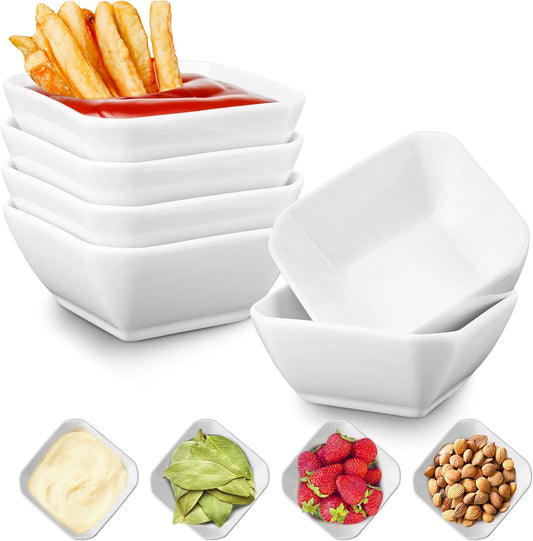 Mfacoy 6 Pack Soy Sauce Dishes, 3 oz Ceramic Dipping Bowls, Pinch Bowls, Small Dip Bowl Set, Sauce Dish Bowl, Mini Bowl for Side Dish, Ketchup, Soy, BBQ, Sushi, Party, Condiments Serving Bowl Set