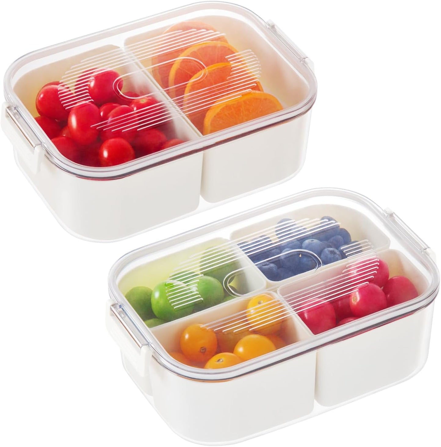 LUXEAR Divided Serving Tray with Lid and Handle Snack Box Charcuterie Container Dishwasher Safe 8 Compartment Snack Platters Portable Clear Organizer for Fruits, Candy, Snacks, Picnic, Travel