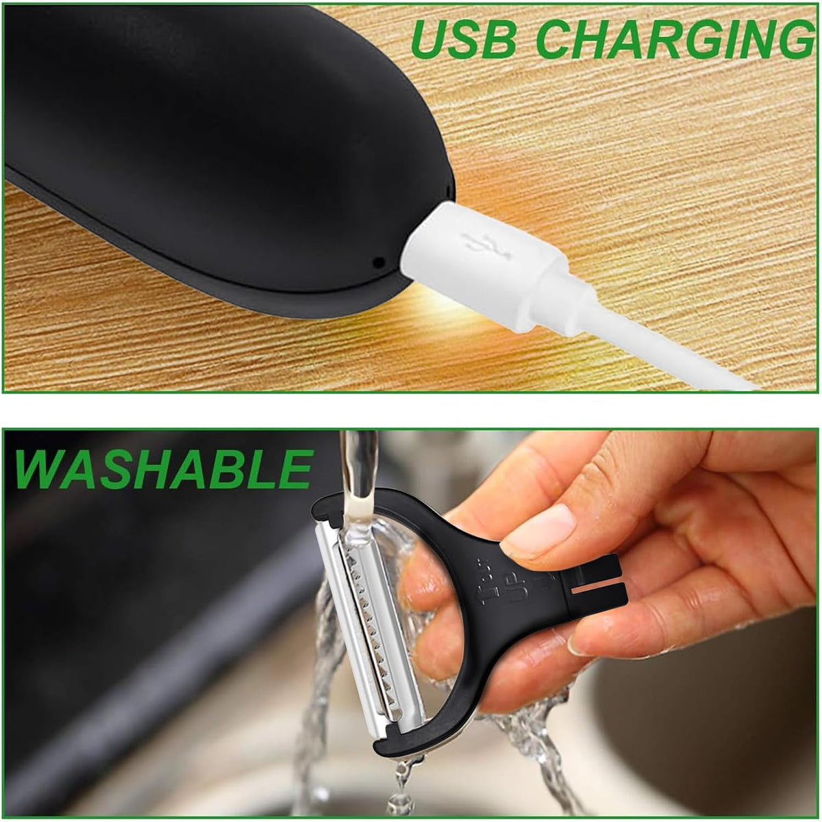 Electric Potato Peeler, Handheld Electric Vegetables and Fruit Peeler 3-in-1 Pro Set, USB Rechargeable Kitchen Gadgets for Apples, Potato, Carrots, Cucumber