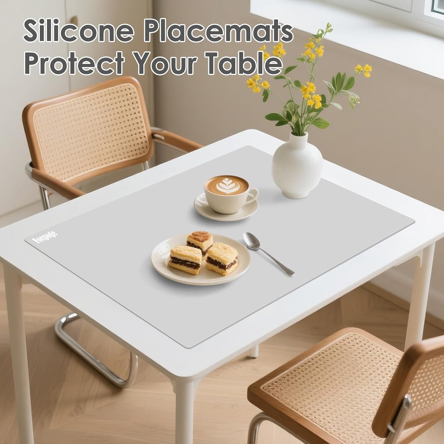 49.2" x 15.7" Large Silicone Mat for Kitchen Counter Protector, Cuttable Silicon Countertop Protector Mat Heat Resistant Mats for Countertop, Cut to Fit Placemat Ship Roll by Foepoge, Black