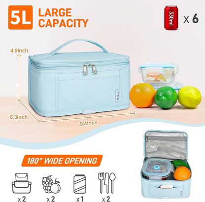 NOL Mini Insulated Lunch Bag for Women Men Kids | Small Leakproof Reusable Lunch Tote | Fits 6 Cans 330ml | Thermal Cooler for Work School Picnic Camping, Navy blue