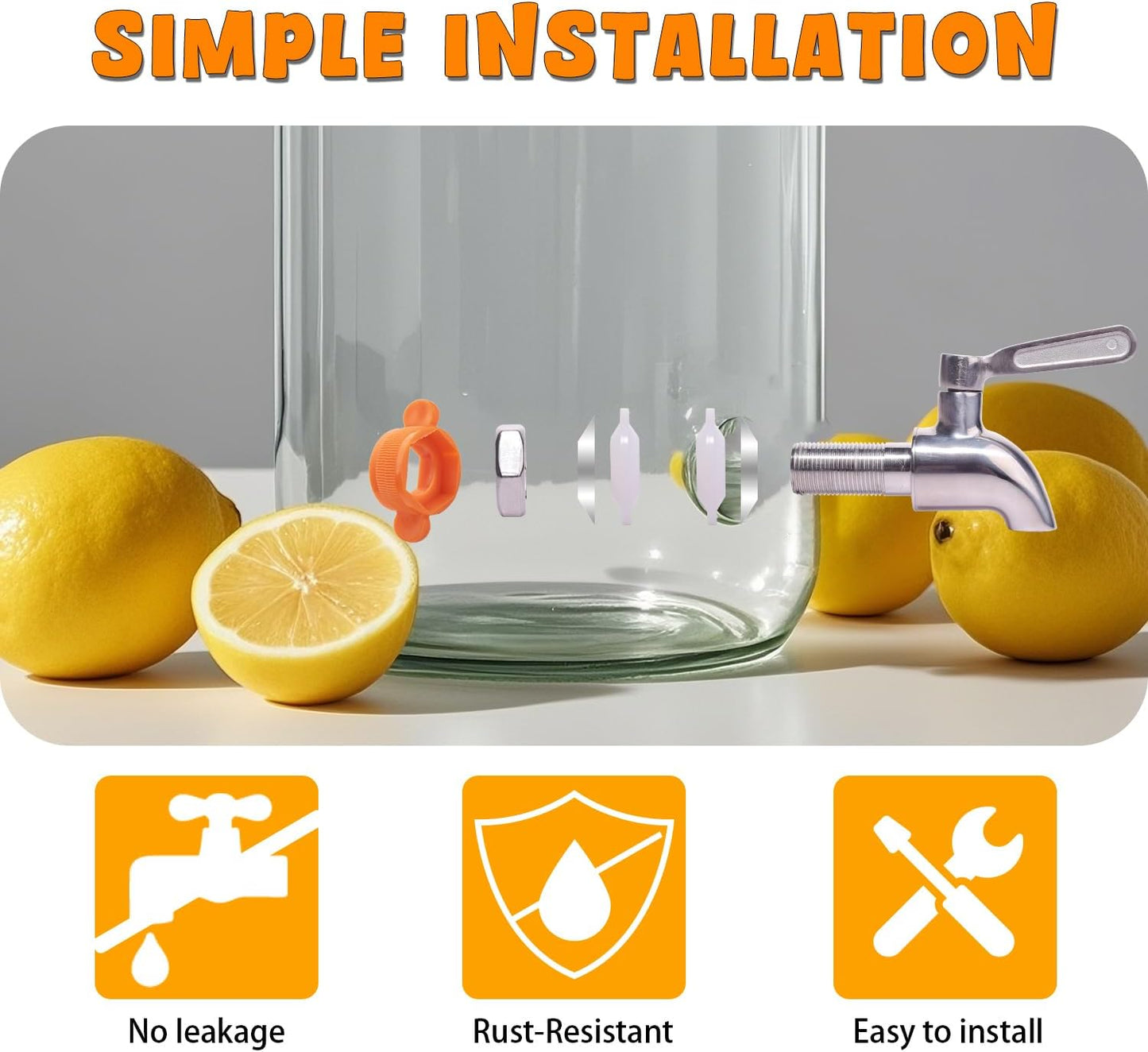 1 Gallon Glass Drink Dispenser with Stand,2 Pack Glass Beverage Dispenser with Stainless Steel Spigot,Water Lemonade Dispenser for Parties
