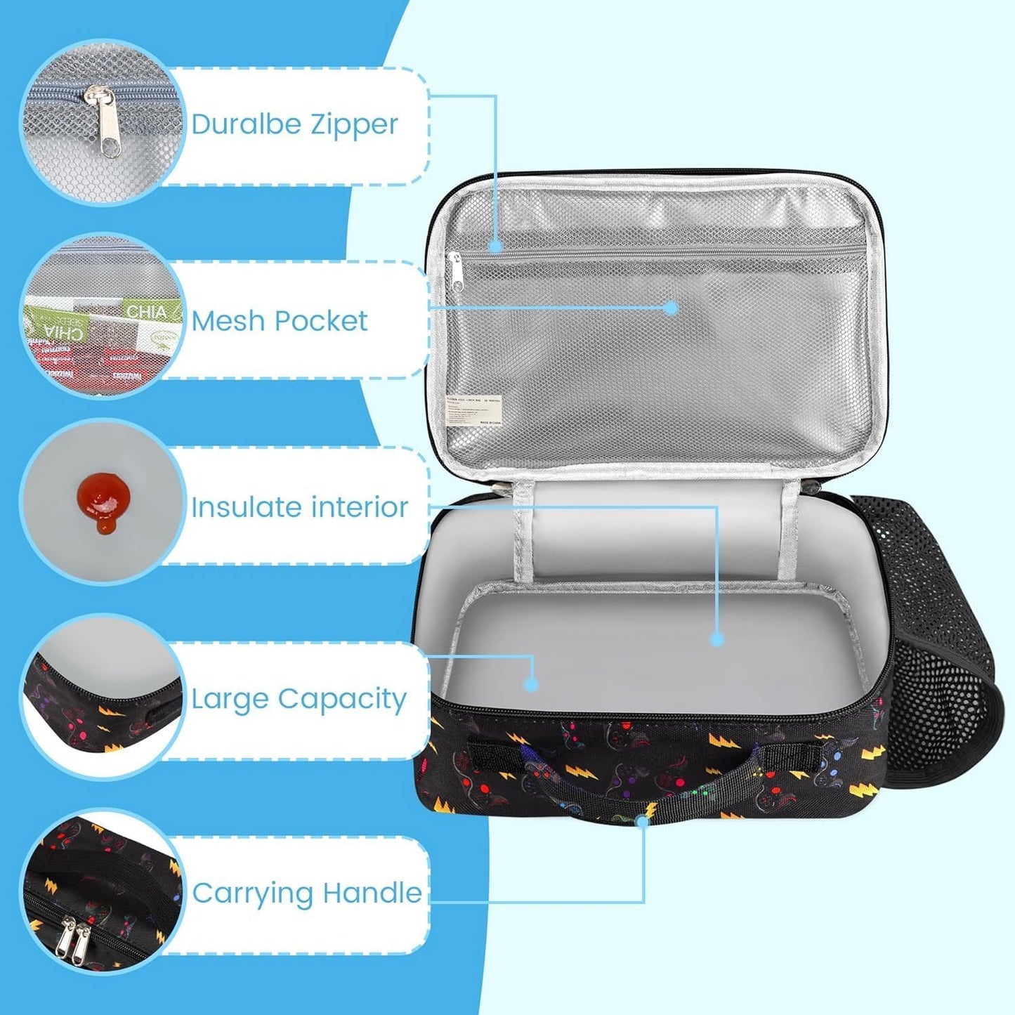 RLGPBON Kids Lunch Bag,Insulated Lunch Box for Girls,Lunch Bag Toddler Teen,School Daycare Cute Travel bags