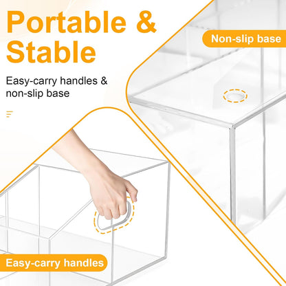Acrylic Paper Plate Organizer and Dispenser – Extra Capacity Plate and Utensil Caddy for Plates, Cups, Napkins and Cutlery, Ideal for Kitchen, Parties, Picnics, Weddings, and Outdoor Events