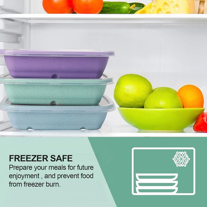 32 oz Meal Prep Containers,10Pcs Reusable Food Storage Containers with Lids | Wheat Straw Bento Lunch Box Container, Leakproof To Go Food Containers Stackable BPA Free, Microwave Freezer Dishwasher Safe