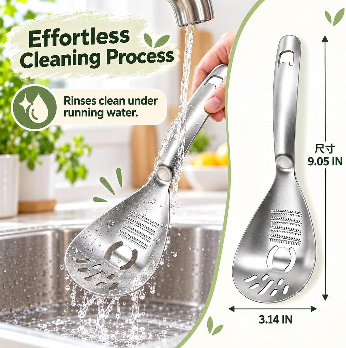 5-in-1 430 Stainless Steel Cooking Spoon, Egg Yolk Separator for Kitchen