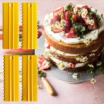 Cake Scrapers Set Decorating Comb and Icing Smoother, Plastic Sawtooth Scraper Polisher Butter Mousse Cream Cake Edge DIY Tool -8 Design Textures (White)