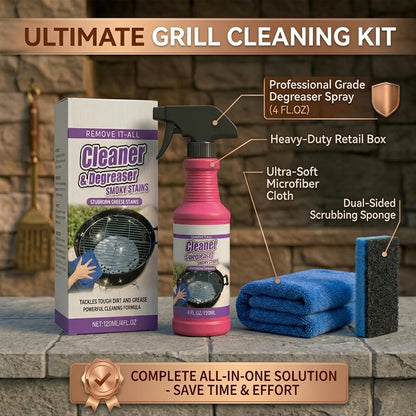 Fast-Acting Heavy-Duty Grill Degreaser Spray, Fast Acting Heavy Duty Grill Degreaser, 120ml/4fl.0z, Suitable for All Stubborn Oil Stains (1 Set)