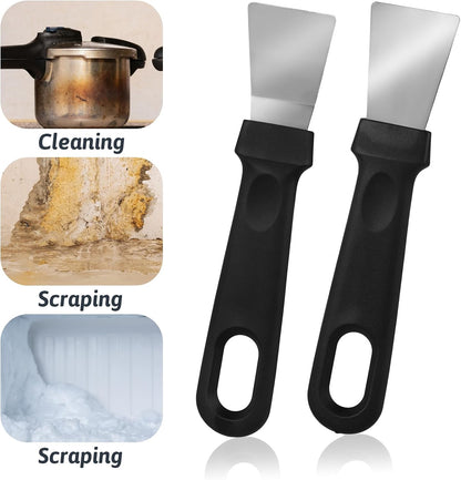 4 Pack Griddle Scraper Tool Heavy Duty Grill Scraper Stainless Steel Griddle Scraper Metal Small Grill Scraper for Outdoor BBQ Stiff Grill Pan Cleaning Scraper Spatula Outdoor Barbecue Turners Tools