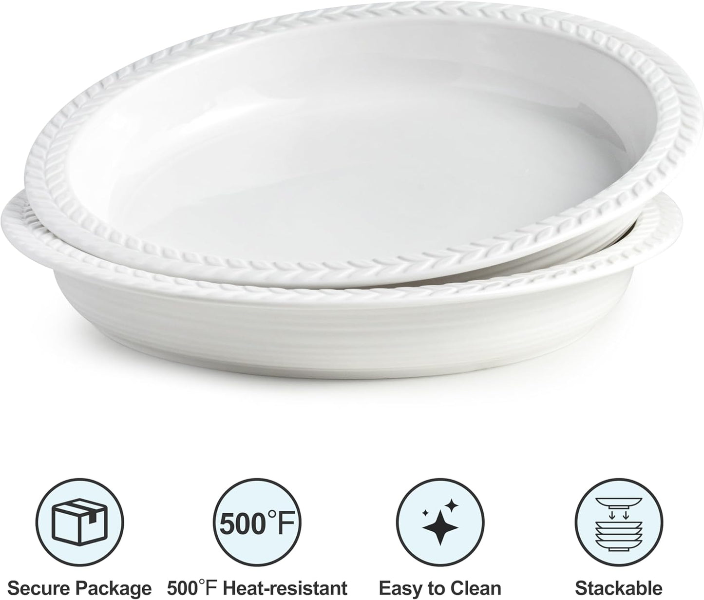 Deep Dish Pie Pan with Lid, 11 inch Ceramic Pie Dish, Round Baking Dish for Apple, Quiche, Pot Pies, Tart, etc, Microwave, Dishwasher, and Oven Safe