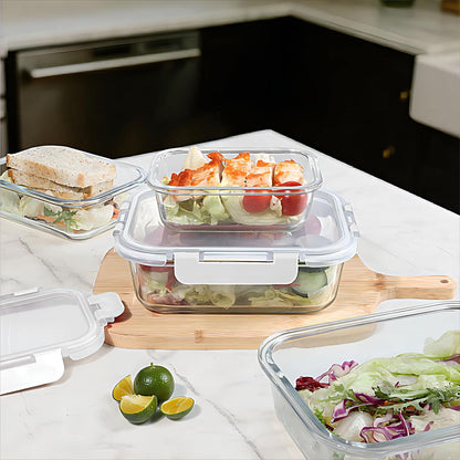 BAYZZ 10 Pack Glass Meal Prep Containers, Glass Food Storage Containers with Lids, Airtight Lunch Box, Freezer,Oven,Microwave and Dishwasher Safe